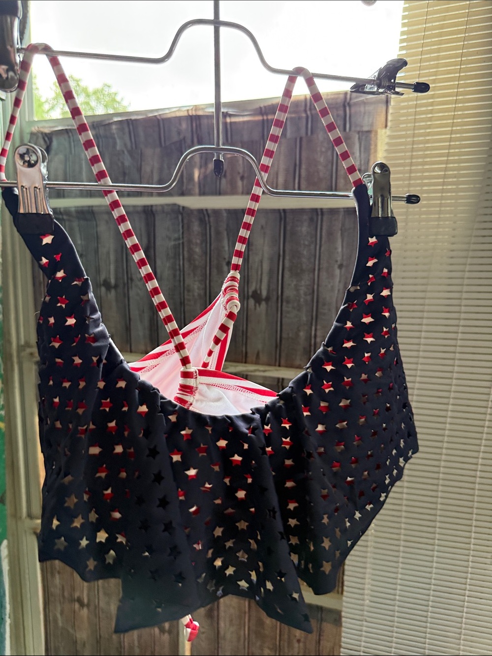 Xhilaration Navy Bralette with Red Accents and Star Cutouts